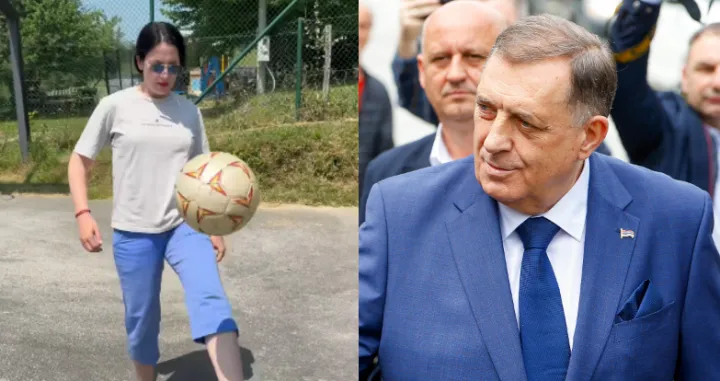 Jelena Trivić i Milorad Dodik (FOTO: Screenshot/Oslobođenje)