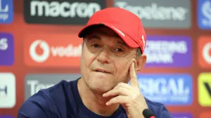 Soccer Football - European Qualifiers - Serbia Press Conference - Arena Kombetare, Tirana, Albania - June 6, 2025 Serbia coach Dragan Stojkovic during the press conference REUTERS/Florion Goga