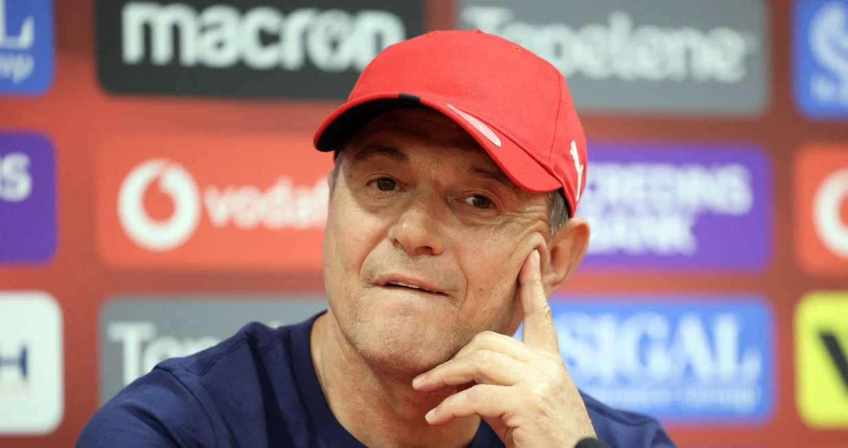 Soccer Football - European Qualifiers - Serbia Press Conference - Arena Kombetare, Tirana, Albania - June 6, 2025 Serbia coach Dragan Stojkovic during the press conference REUTERS/Florion Goga