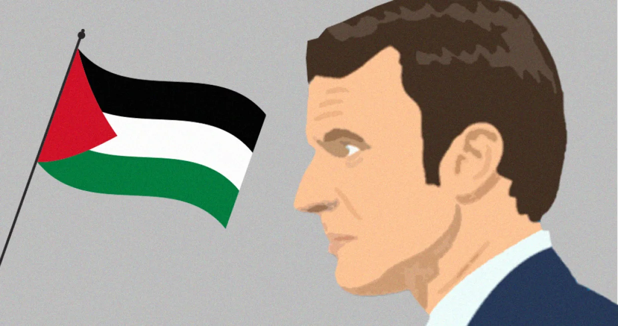 Vizual za kolumnu Pavla Mijovića, Francuska, Emmanuel Macron, Palestina/Benjamin Krnić