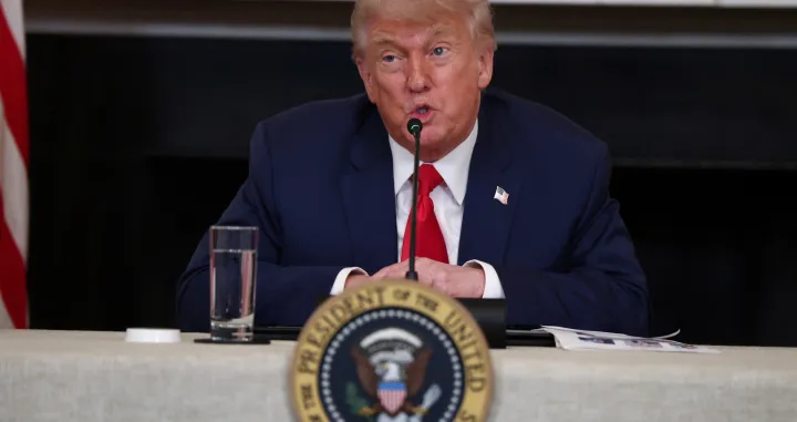 U.S. President Donald Trump speaks during an Invest America Roundtable in the State Dining room, at the White House, in Washington, U.S., June 9, 2025. REUTERS/Evelyn Hockstein/Evelyn Hockstein