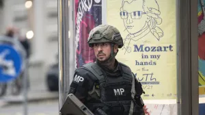 epa08795276 A member of Austrian Military Police patrols after multiple shootings in the first district of Vienna, Austria, 03 November 2020. According to recent reports, at least four persons are reported to have died and many are seriously injured in what officials treat as a terror attack which took place in the evening of 02 November. EPA/CHRISTIAN BRUNA/Christian Bruna