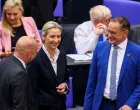 Alice Weidel and Tino Chrupalla, co-leaders of the far-right party Alternative for Germany (AfD), attend a plenum session of the lower house of parliament, the Bundestag, in Berlin, Germany June 5, 2025. REUTERS/Christian Mang/Christian Mang