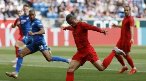 Soccer Football - Bundesliga - TSG 1899 Hoffenheim v Bayern Munich - PreZero Arena, Sinsheim, Germany - May 17, 2025 Bayern Munich's Leroy Sane in action REUTERS/Heiko Becker DFL REGULATIONS PROHIBIT ANY USE OF PHOTOGRAPHS AS IMAGE SEQUENCES AND/OR QUASI-VIDEO.