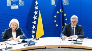 Predsjedavajuća Vijeća ministara BiH Borjana Krišto i komesar za unutrašnje poslove i migracijska pitanja Magnus Brunner/Fena