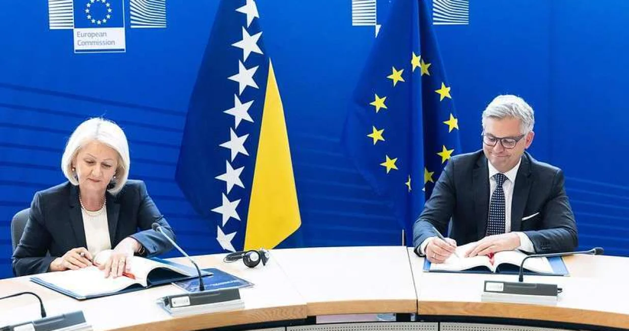 Predsjedavajuća Vijeća ministara BiH Borjana Krišto i komesar za unutrašnje poslove i migracijska pitanja Magnus Brunner/Fena