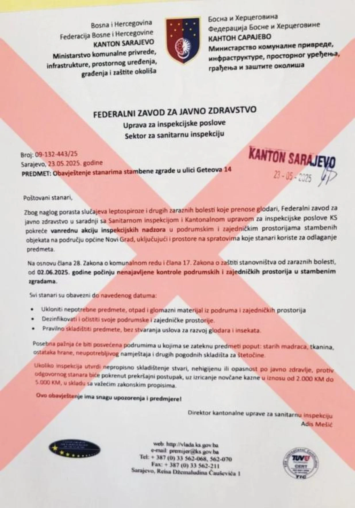 Neovlaštena upotreba službenih obilježja organa uprave u KS: Spornim aktom najavljena vanredna akcija inspekcijskih nadzora na području općine Novi Grad/