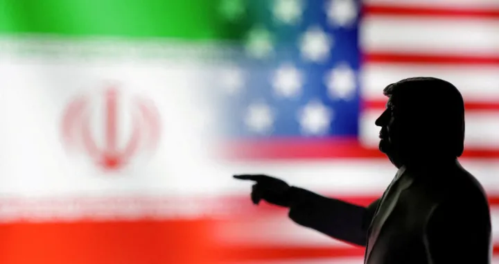 FILE PHOTO: A 3D-printed miniature model depicting U.S. President Donald Trump, Iranian and U.S. flags in this illustration taken, April 17, 2025. REUTERS/Dado Ruvic/Illustration/File Photo/Dado Ruvic