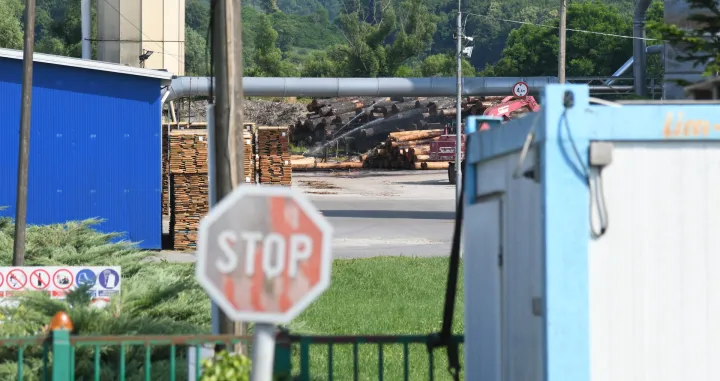 12.06.2025., Cazma - Izbio je pozar nakon eksplozije silosa u pogonu pilane DI Cazme u industrijskoj zoni grada. U pozaru je smrtno stradala jedna osoba, a dvije su tesko ozlijedjene. Hitne sluzbe su na terenu. Photo: Damir Spehar/PIXSELL/Damir Spehar/pixsell