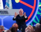 FIFA President Gianni Infantino gestures during the FIFA Congress, in Luque, Paraguay, May 15, 2025. REUTERS/Cesar Olmedo