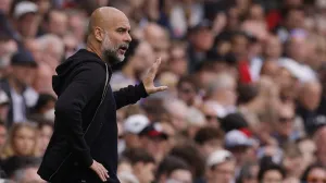 Soccer Football - Premier League - Fulham v Manchester City - Craven Cottage, London, Britain - May 25, 2025 Manchester City manager Pep Guardiola reacts Action Images via Reuters/Andrew Couldridge EDITORIAL USE ONLY. NO USE WITH UNAUTHORIZED AUDIO, VIDEO, DATA, FIXTURE LISTS, CLUB/LEAGUE LOGOS OR 'LIVE' SERVICES. ONLINE IN-MATCH USE LIMITED TO 120 IMAGES, NO VIDEO EMULATION. NO USE IN BETTING, GAMES OR SINGLE CLUB/LEAGUE/PLAYER PUBLICATIONS. PLEASE CONTACT YOUR ACCOUNT REPRESENTATIVE FOR FURTHER DETAILS..