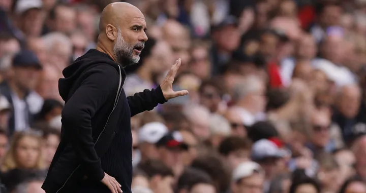 Soccer Football - Premier League - Fulham v Manchester City - Craven Cottage, London, Britain - May 25, 2025 Manchester City manager Pep Guardiola reacts Action Images via Reuters/Andrew Couldridge EDITORIAL USE ONLY. NO USE WITH UNAUTHORIZED AUDIO, VIDEO, DATA, FIXTURE LISTS, CLUB/LEAGUE LOGOS OR 'LIVE' SERVICES. ONLINE IN-MATCH USE LIMITED TO 120 IMAGES, NO VIDEO EMULATION. NO USE IN BETTING, GAMES OR SINGLE CLUB/LEAGUE/PLAYER PUBLICATIONS. PLEASE CONTACT YOUR ACCOUNT REPRESENTATIVE FOR FURTHER DETAILS..