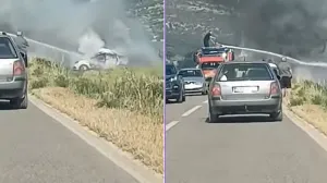 Sudar je bio uzrok požara na vozilu/Screenshot/