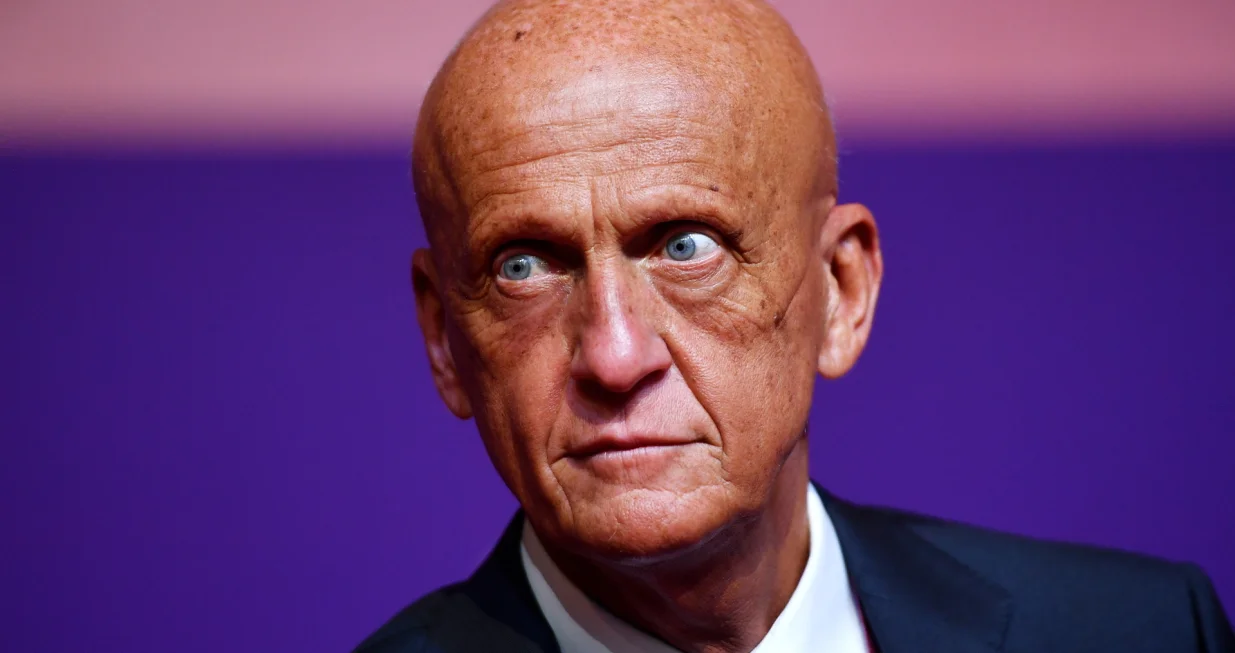 epa09863922 Former Italian referee and chairman of the FIFA referees committee Pierluigi Collina arrives for the main draw for the FIFA World Cup 2022 in Doha, Qatar, 01 April 2022. EPA/NOUSHAD THEKKAYIL