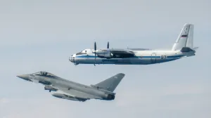 Image shows: Russian AN-30 "CLANK" intercepted by Royal Air Force Typhoon, based at 22 Tactical Air Base on the 5th of June 2025.RAF Typhon FGR4 Aircraft intercept multiple Russian Aircraft during enhanced Air Policing sortie.This week, two Royal Air Force Typhoons were scrambled twice in three days, from Malbork Air Base, to intercept unknown aircraft leaving Kaliningrad air space and close to NATO airspace.Images captured by Royal Air Force Pilot./Cpl Jake Hobbs Raf