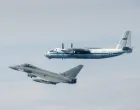 Image shows: Russian AN-30 "CLANK" intercepted by Royal Air Force Typhoon, based at 22 Tactical Air Base on the 5th of June 2025.RAF Typhon FGR4 Aircraft intercept multiple Russian Aircraft during enhanced Air Policing sortie.This week, two Royal Air Force Typhoons were scrambled twice in three days, from Malbork Air Base, to intercept unknown aircraft leaving Kaliningrad air space and close to NATO airspace.Images captured by Royal Air Force Pilot./Cpl Jake Hobbs Raf