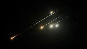 Missiles launched from Iran are intercepted, as seen from the city of Ashkelon, Israel, June 13, 2025. REUTERS/Amir Cohen/Amir Cohen