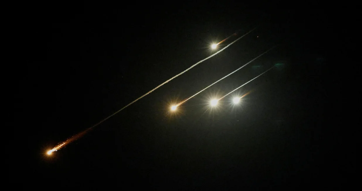 Missiles launched from Iran are intercepted, as seen from the city of Ashkelon, Israel, June 13, 2025. REUTERS/Amir Cohen/Amir Cohen