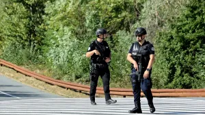 Kontrola puteva na Kosovu, policija Kosova, kosovska policija, policajci, Banjska (općina Zvečan, Kosovo)/Anadolija