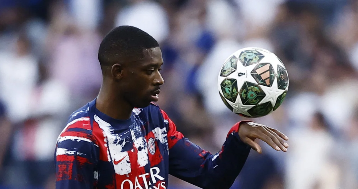 Soccer Football - Champions League - Final - Paris St Germain v Inter Milan - Allianz Arena, Munich, Germany - May 31, 2025 Paris St Germain's Ousmane Dembele during the warm up before the match REUTERS/Stephanie Lecocq