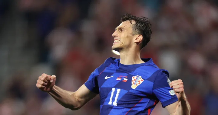Soccer Football - World Cup - European Qualifiers - Group L - Croatia v Czech Republic - Opus Arena, Osijek, Croatia - June 9, 2025 Croatia's Ante Budimir celebrates scoring their fourth goal REUTERS/Antonio Bronic
