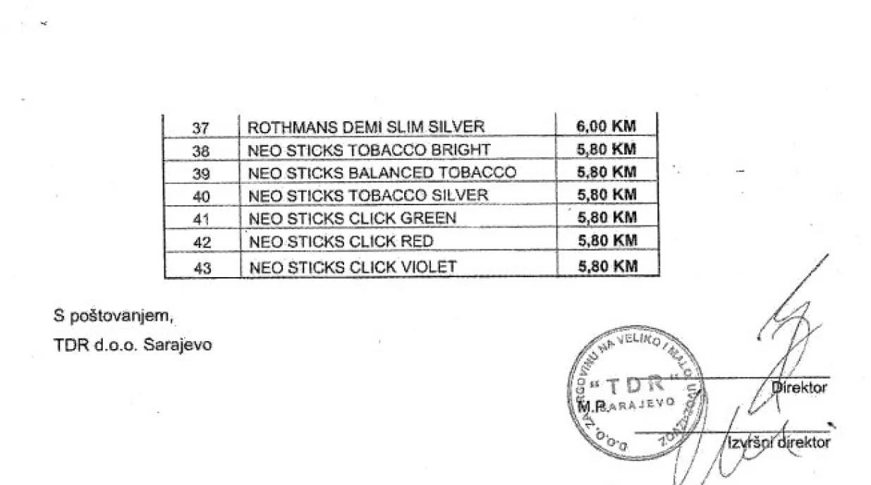 Nove cijene cigareta. TDR Sarajevo/