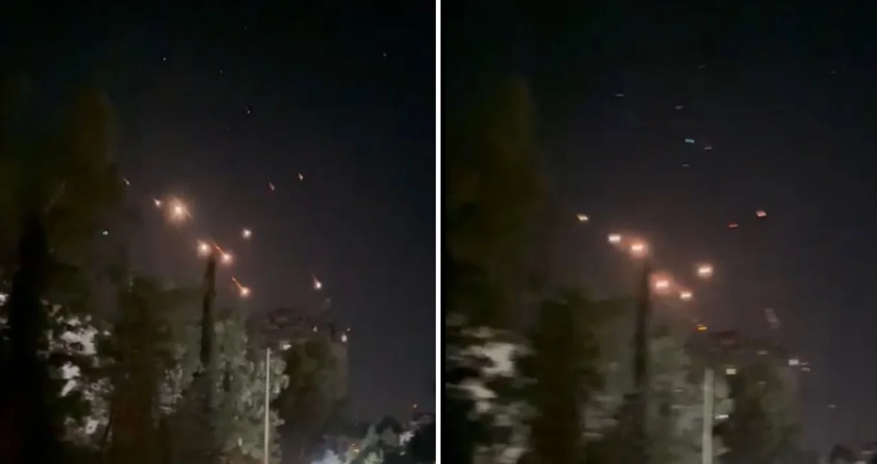 Iranske rakete padaju na Izrael. snimak iz Damaska/Prtsc