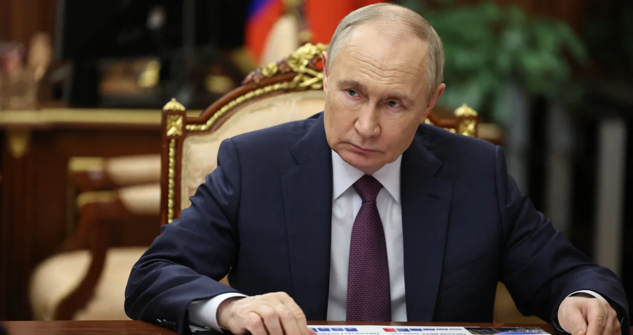 Russia's President Vladimir Putin attends a meeting with Russian-installed Governor of the Crimean city of Sevastopol Mikhail Razvozhayev in Moscow, Russia, June 16, 2025. Sputnik/Gavriil Grigorov/Pool via REUTERS ATTENTION EDITORS - THIS IMAGE WAS PROVIDED BY A THIRD PARTY./Gavriil Grigorov