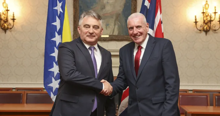 Minister of State (Minister for the House of Lords)Lord Coaker, meets with The Bosnian Presidents, Denis Bećirović and Željko Komšić at Mod Main Building London/Cpl Tim Hammond