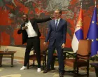 17, Jun, 2025, Belgrade - The President of the Republic of Serbia Aleksandar Vucic met with multiple Olympic champion and record holder in sprint athletics, Usain Bolt, at the Palace of Serbia. Usain Saint Leo Bolt, Aleksandar Vucic. Photo: F. S./ATAImages17, jun, 2025, Beograd - Predsednik Republike Srbije Aleksandar Vucic sastao se sa visestrukim olimpijskim sampionom i rekorderom u sprinterskim atletskim disciplinama Juseinom Boltom, u Palati Srbija. Photo: F. S./ATAImages Photo: F.S./ATAImages/PIXSELL