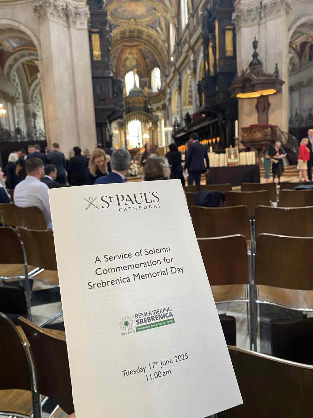 30. godišnjica genocida u Srebrenici, komemoracija u katedrali Sv. Pavla u Londonu; organizator: Remembering Srebrenica//