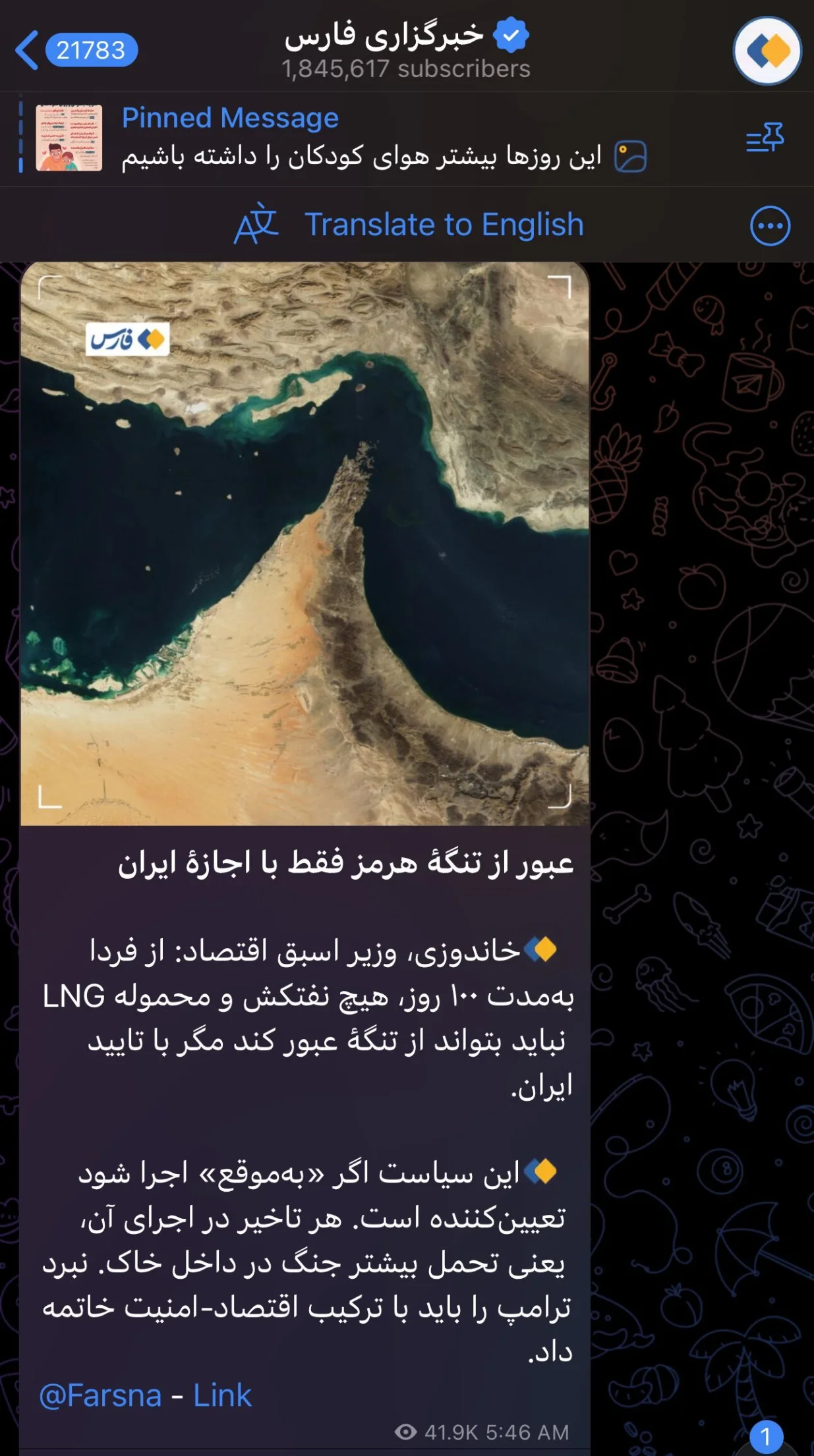 Telegram objava Farsa/