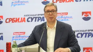 08, June, 2025, Belgrade - The President of the Republic of Serbia and member of the Serbian Progressive Party Aleksandar Vucic addressed the media at the party headquarters on the occasion of the local elections in Kosjeric and Zajecar. Aleksandar Vucic. Photo: Antonio Ahel/ATAImages08, jun, 2025, Beograd - Predsednik Republike Srbije i clan Srpske napredne stranke Aleksandar Vucic obratio se medijima u sedistu stranke povodom lokalnih izbora u Kosjericu i Zajecaru. Photo: Antonio Ahel/ATAImages Photo: Antonio Ahel/ATAImages/PIXSELL/Antonio Ahel/ataimages/pixsell