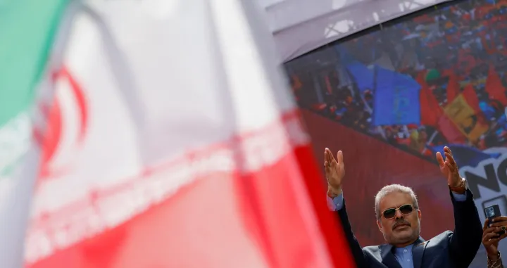 Iranian ambassador to Venezuela Ali Chegini, participates in a march in support of Iran amid the ongoing conflict between Israel and Iran, in Caracas, Venezuela, June 19, 2025. REUTERS/Leonardo Fernandez Viloria/Leonardo Fernandez Viloria