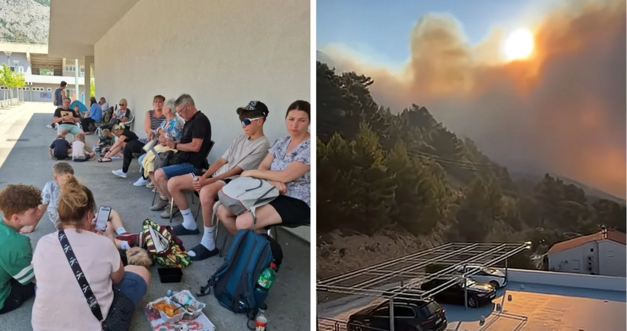 Prihvatni centar za evakuisane osobe u Sportskoj dvorani Ribnjak u Omišu, usljed požara koji je zahvatio područje između Omiša i Makarske//