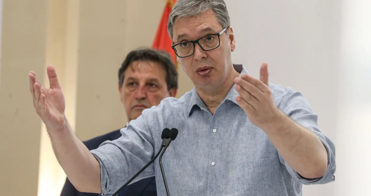 BEOGRAD, SRBIJA - 23. jun 2025: Srbija želi mir na Bliskom i Srednjem istoku, nama su prijateljske zemlje i Izrael i Iran, poručio je predsjednik Srbije Aleksandar Vučić govoreći o posljednjim dešavanjima na Bliskom istoku i sukobu Izraela i Irana (Filip Stevanovic - Anadolu Agency)/