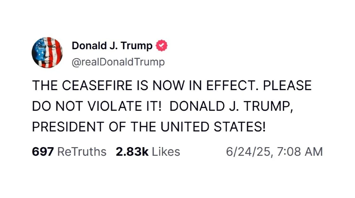 trumpov post na mreži Truth Social/Screenshot