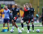Soccer Football - Premier League - Wolverhampton Wanderers v Brentford - Molineux Stadium, Wolverhampton, Britain - May 25, 2025 Brentford's Bryan Mbeumo, Keane Lewis-Potter, Mikkel Damsgaard and Kevin Schade during the warm up before the match REUTERS/Isabel Infantes EDITORIAL USE ONLY. NO USE WITH UNAUTHORIZED AUDIO, VIDEO, DATA, FIXTURE LISTS, CLUB/LEAGUE LOGOS OR 'LIVE' SERVICES. ONLINE IN-MATCH USE LIMITED TO 120 IMAGES, NO VIDEO EMULATION. NO USE IN BETTING, GAMES OR SINGLE CLUB/LEAGUE/PLAYER PUBLICATIONS. PLEASE CONTACT YOUR ACCOUNT REPRESENTATIVE FOR FURTHER DETAILS..