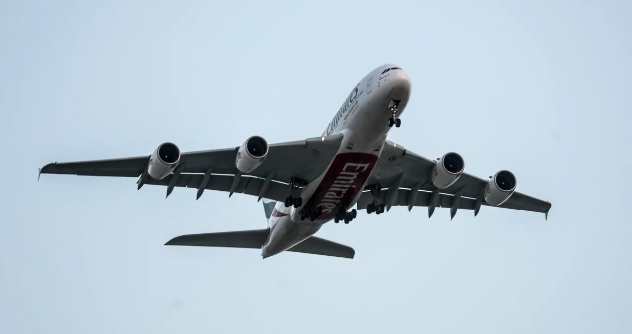 epa09358635 A passenger aircraft owned by Emirates Airlines lands at Dubai International Airport in Gulf emirate of Dubai, United Arab Emirates, 22 July 2021. A Dubai Airports statement saying: an incident took place 22 July at Dubai International Airport involving two aircrafts from Emirati flydubai and Bahraini Gulf Air without casualties. EPA/ALI HAIDER/Ali Haider