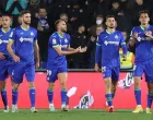 epa10382846 Getafe's striker Borja Mayoral (C) celebrates after scoring the 2-0 during the Spanish LaLiga soccer match between Getafe CF and RCD Mallorca at Coliseum Alfonso Perez stadium in Getafe, Madrid, Spain, 30 December 2022. EPA/Kiko Huesca
