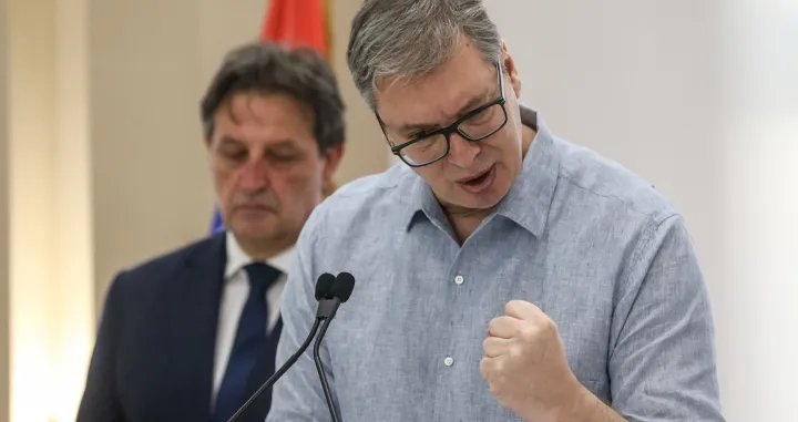 BEOGRAD, SRBIJA - 23. jun 2025: Srbija želi mir na Bliskom i Srednjem istoku, nama su prijateljske zemlje i Izrael i Iran, poručio je predsjednik Srbije Aleksandar Vučić govoreći o posljednjim dešavanjima na Bliskom istoku i sukobu Izraela i Irana (Filip Stevanovic - Anadolu Agency)/