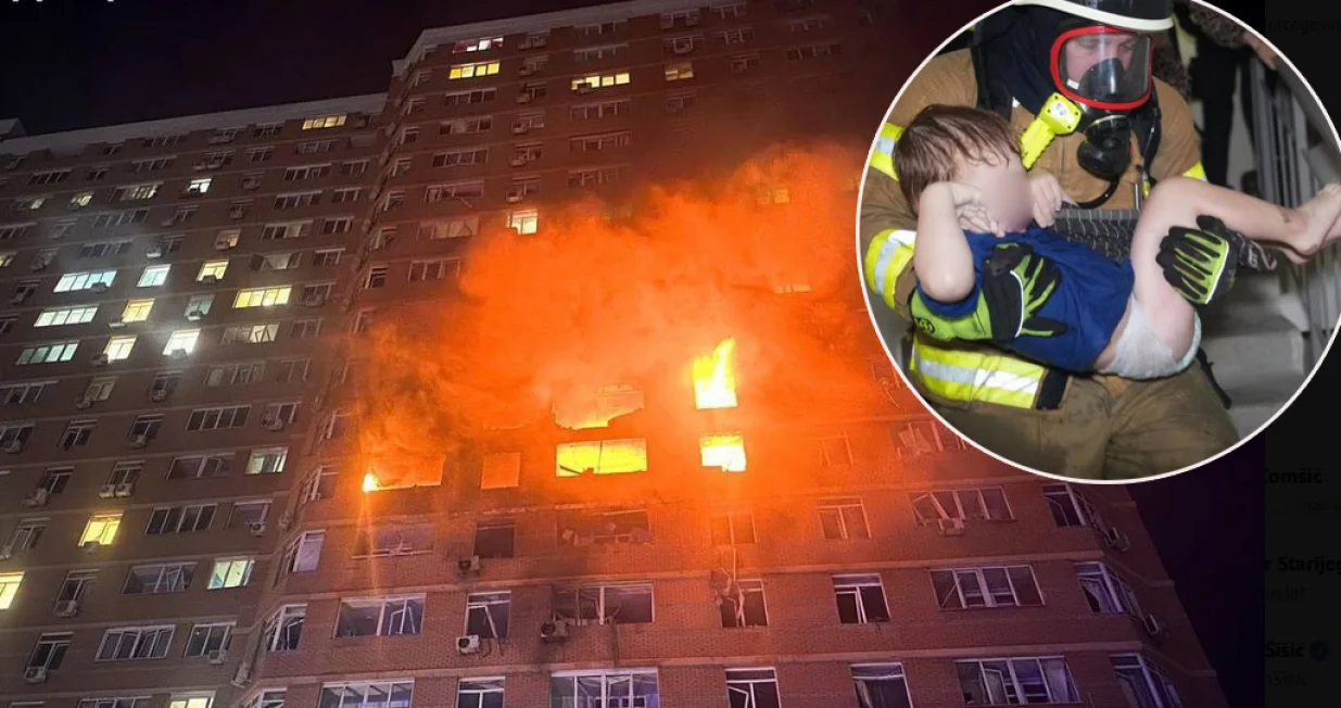 ruski dron zabio u neboder u Odesi/X/X