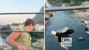 Luca Bont skočio sa Starog mosta/Crna Hronika