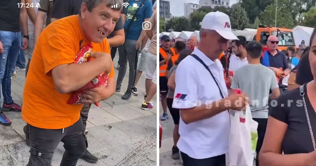 Vučićeve pristalice se otimaju za smokije i sokove/X