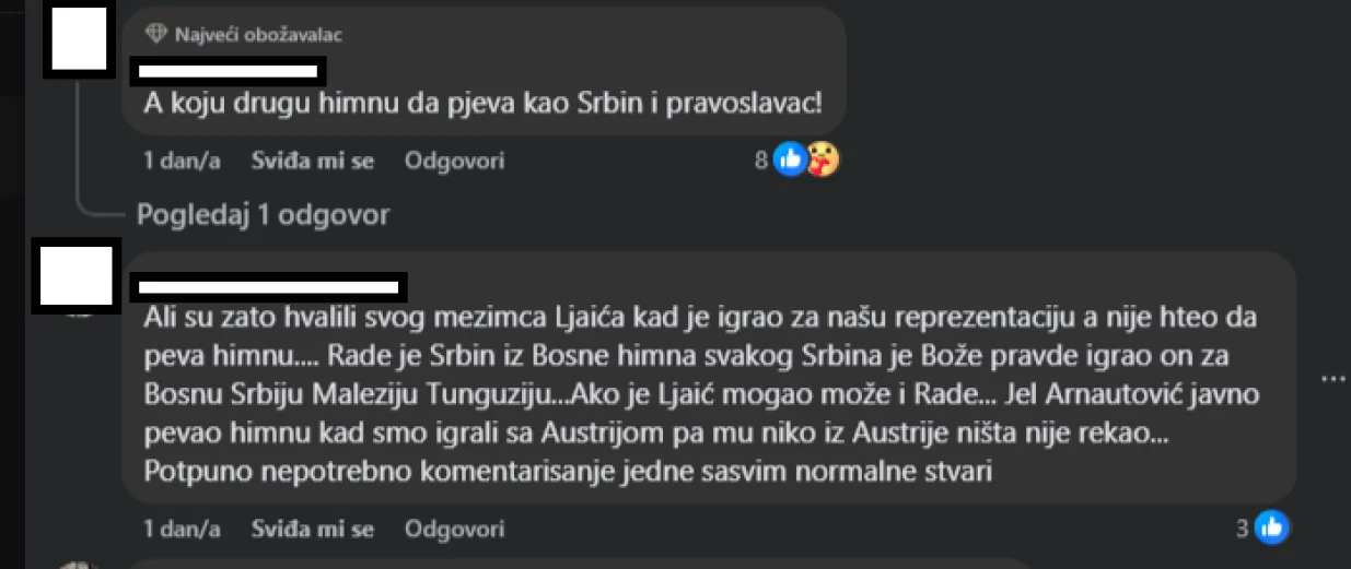 Komentari na objavu srbijanskog Sportkluba (FOTO: Screenshot/Facebook)