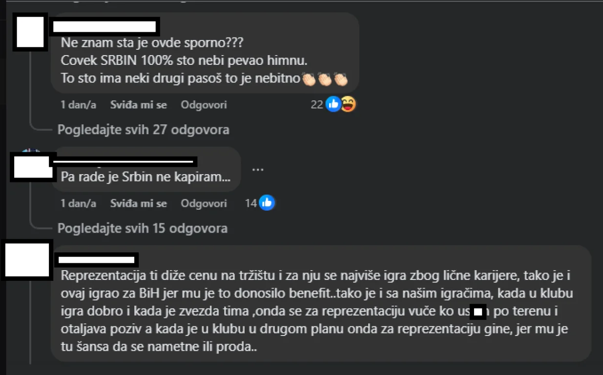 Komentari na objavu srbijanskog Sportkluba (FOTO: Screenshot/Facebook)