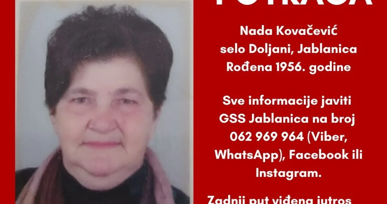 Nada je posljednjiput viđena rano jutros/GSS Jablanica/Gss Jablanica