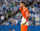 epa09490400 Elche's goalkeeper Kiko Casilla reacts during the Spanish LaLiga soccer match between Real Sociedad and Elche CF at Reale Arena stadium in San Sebastian, Basque Country, Spain, 26 September 2021. EPA/JUAN HERRERO