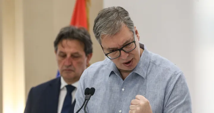 BEOGRAD, SRBIJA - 23. jun 2025: Srbija želi mir na Bliskom i Srednjem istoku, nama su prijateljske zemlje i Izrael i Iran, poručio je predsjednik Srbije Aleksandar Vučić govoreći o posljednjim dešavanjima na Bliskom istoku i sukobu Izraela i Irana (Filip Stevanovic - Anadolu Agency)/