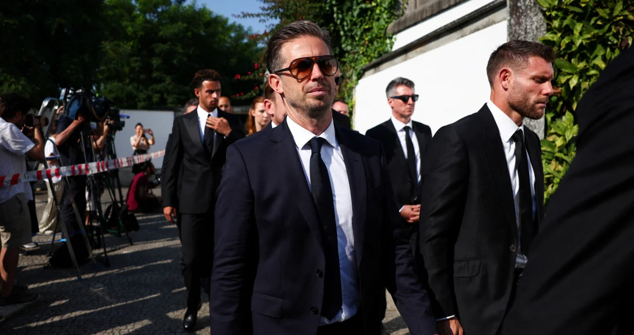 Former Liverpool player James Milner arrives on the day of the funeral ceremony of Liverpool's Portuguese soccer player Diogo Jota and his brother Andre Silva, who died in a car crash near Zamora, Spain, near the Chapel of the Resurrection, in Gondomar, Portugal, July 5, 2025. REUTERS/Pedro Nunes